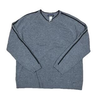 Patagonia Wool Cashmere Pullover V-Neck Sweater Men's Large Gray Has Holes